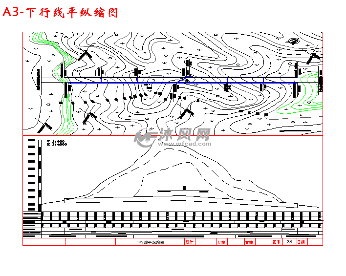 a3-下行線平縱縮圖a3-下行線縱斷面縮圖a3-下行線縱斷面圖a3-翼牆式洞