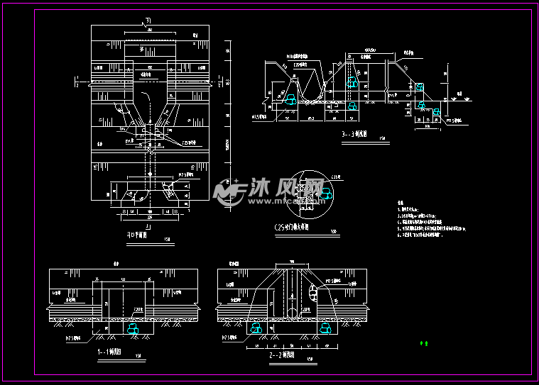 某乡镇小农水(灌溉渠道)cad设计图- 辅助工程图图纸 - 沐风网