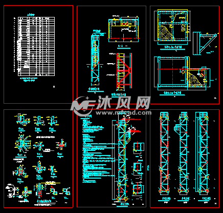 某地区钢结构塔台设计cad详图 交通建筑图纸 沐风网