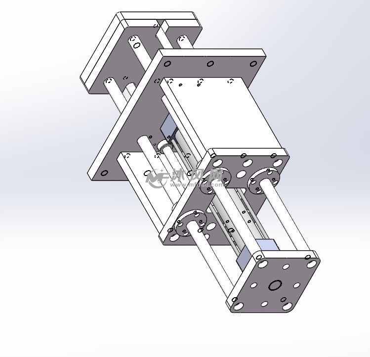 气缸顶升装置该三维图为气缸升降机构,通过圆柱气缸伸缩完成滑台升降