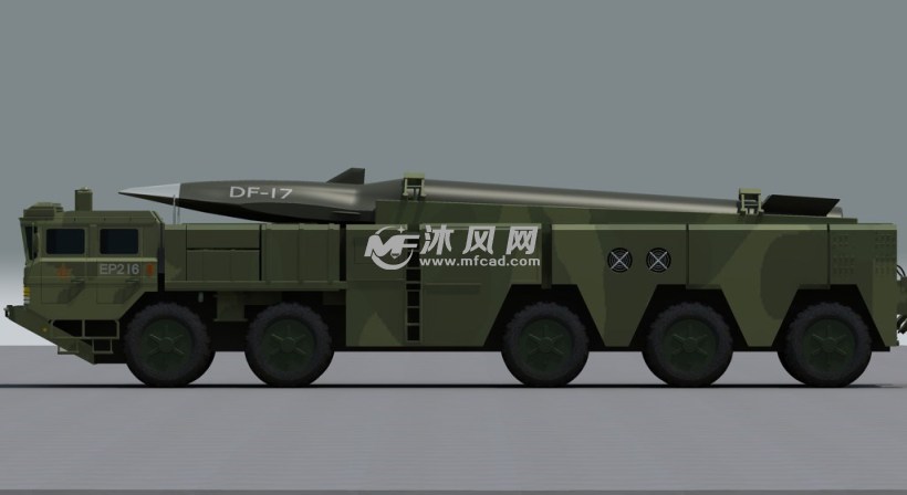 东风17导弹发射车cad三维模型 军工模型图纸 沐风网