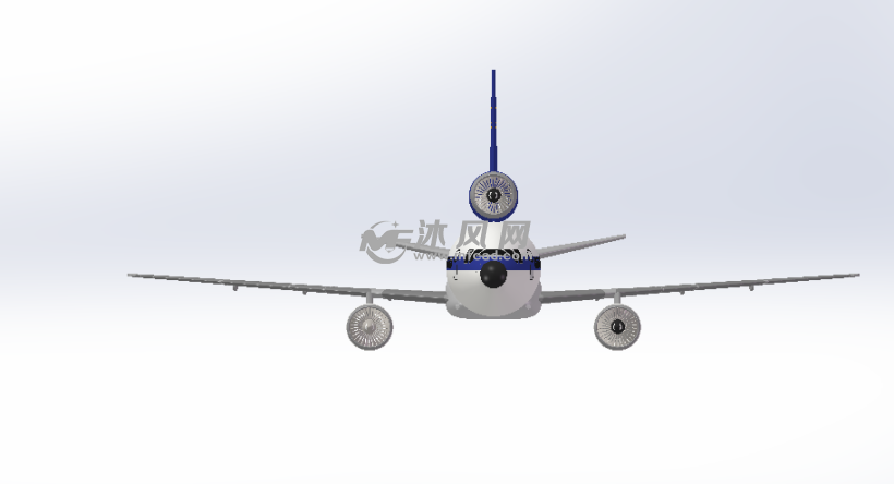 dc-10飞机设计模型前视图