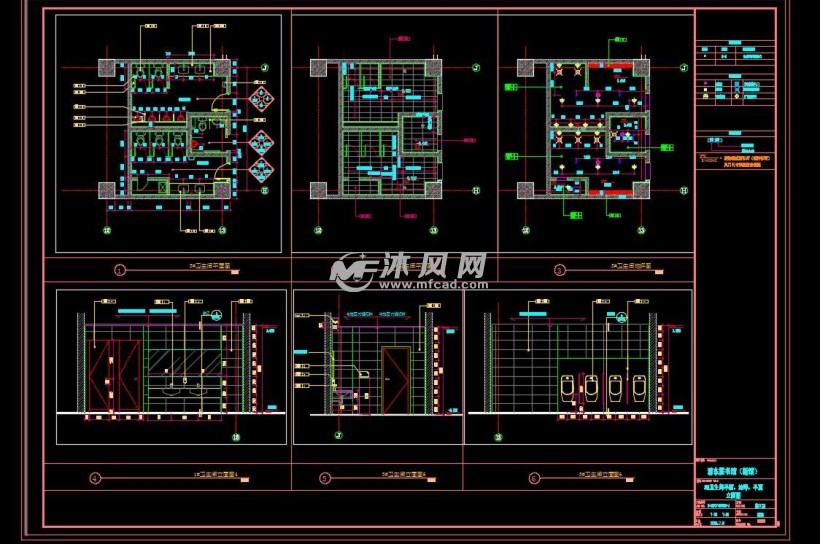 3号卫生间平面立面地材天花
