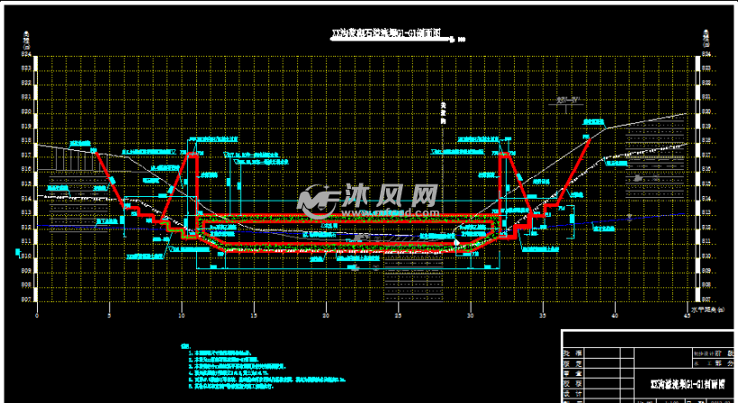 河道溢流坝初设图