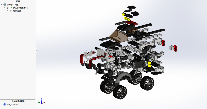 皮卡车积木模型 - 玩具公仔图纸 - 沐风网