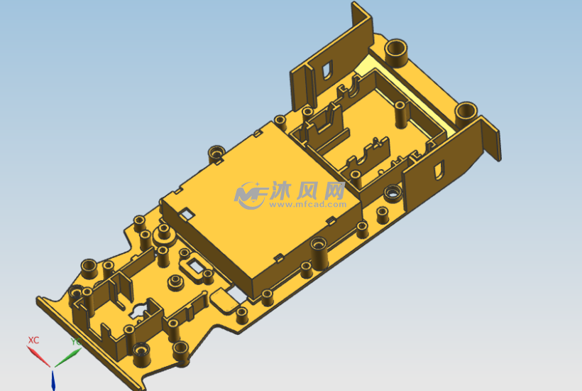 模具為一模兩腔,側澆口,塑件上側凹結構採用斜導柱抽芯機構成型,推杆