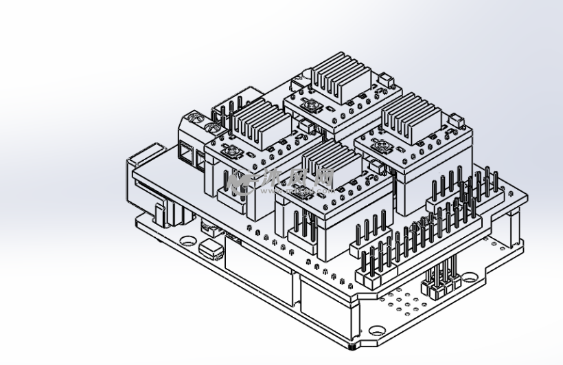 消毒车pcb板模型线框图