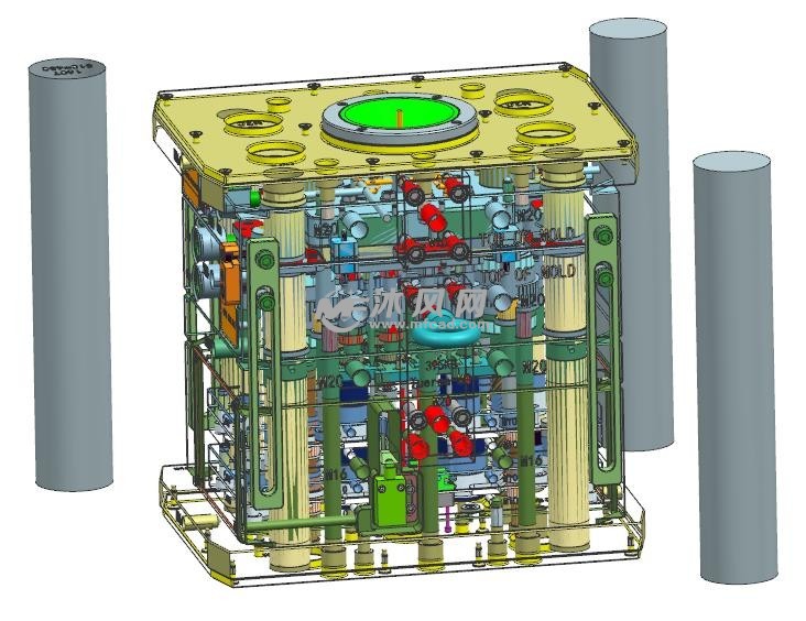 来复线自动脱螺纹注塑模具3d图