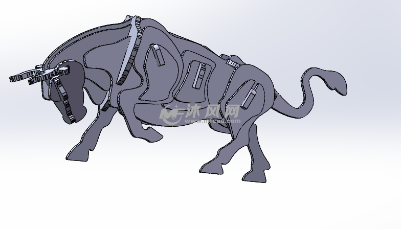 3d拼立体拼图工艺品——牛 - 人体/动物模型图纸 - 沐风网