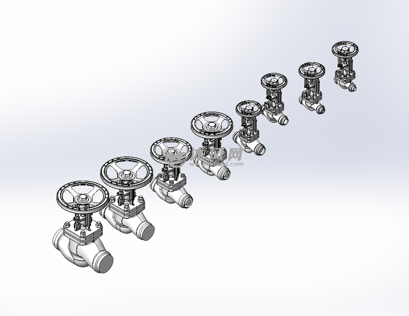 8款管道停止閥三維模型 - 閥體圖紙 - 沐風網