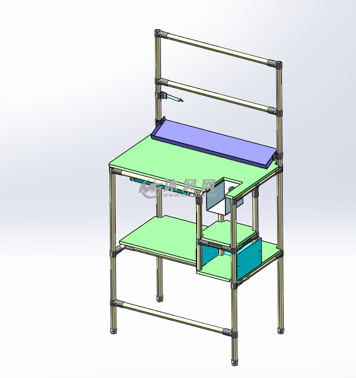 维修桌子修理工作桌轴测图