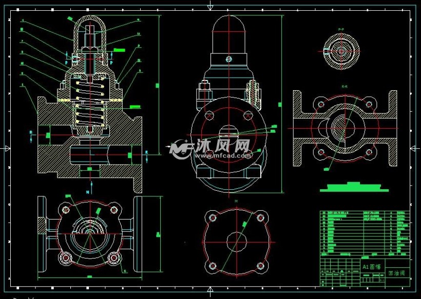 液体压力控制回油阀 二维cad图纸 - 阀体图纸 - 沐风网