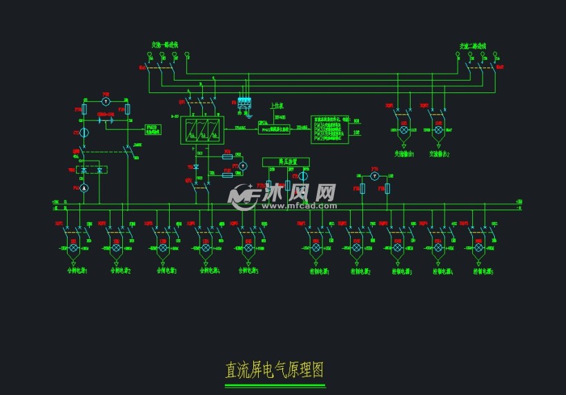 直流屏電氣原理圖圖紙參數圖紙id: 1017645圖紙格式:dwg圖紙版本