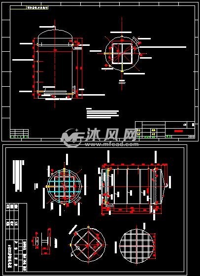 碳钢圆形芬顿反应罐加工图 储存压力容器图纸 沐风网