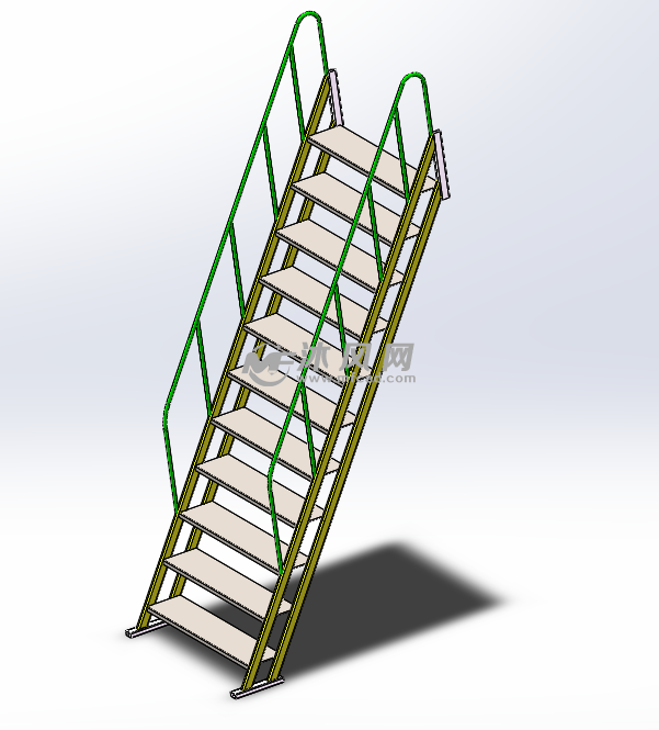 框架,地脚,可与平台进行焊接或者螺栓固定,踏板采用花纹钢板折弯设计