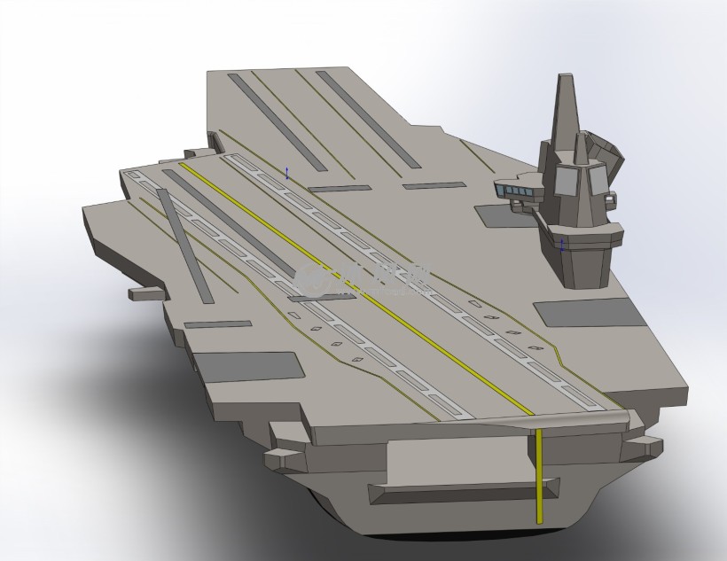 自己猜想的003航空母艦,標準排水量80000噸,滿載排水量96000噸,長336