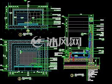 水景景墙平立剖面图