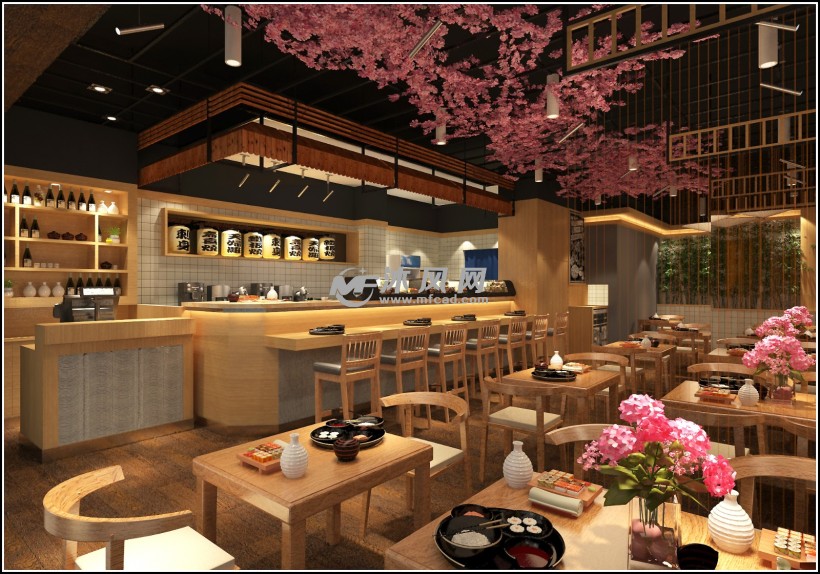 现代工业风寿司店cad施工图