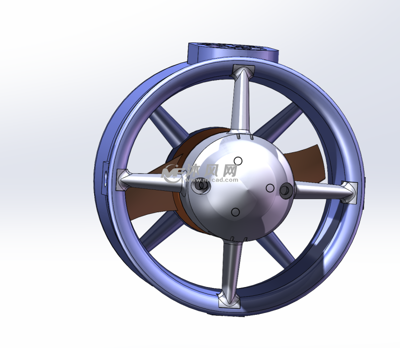 推进器前视图小型螺旋桨推进器,出线方不用水密接插件,用环氧树脂的方
