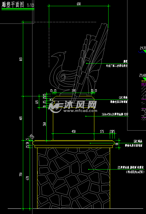 孔雀雕塑施工图详图新古典风格小品石材雕塑