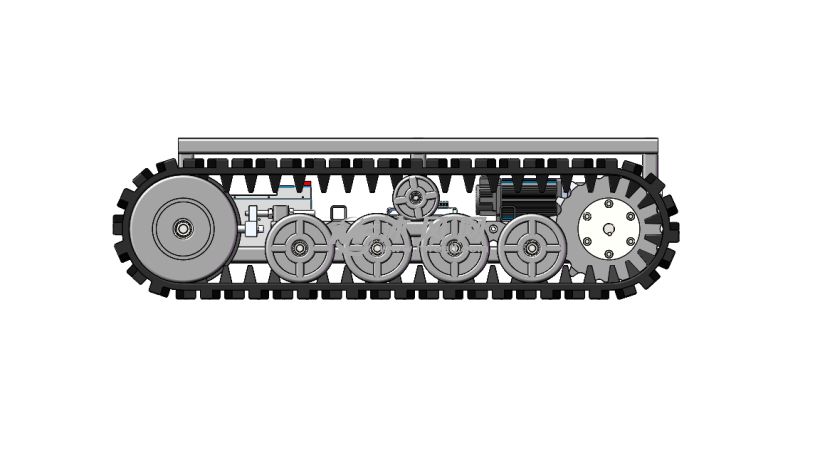 人提供设计参考,提供装配体和step文件下载,履带总成是由主动轮驱动