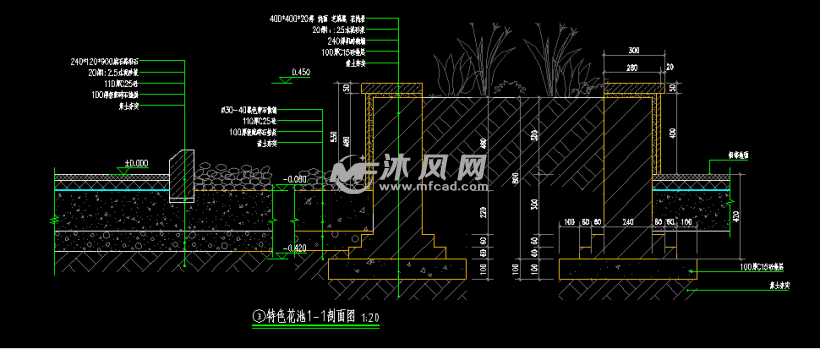 特色卵石鑲邊花池施工圖詳圖