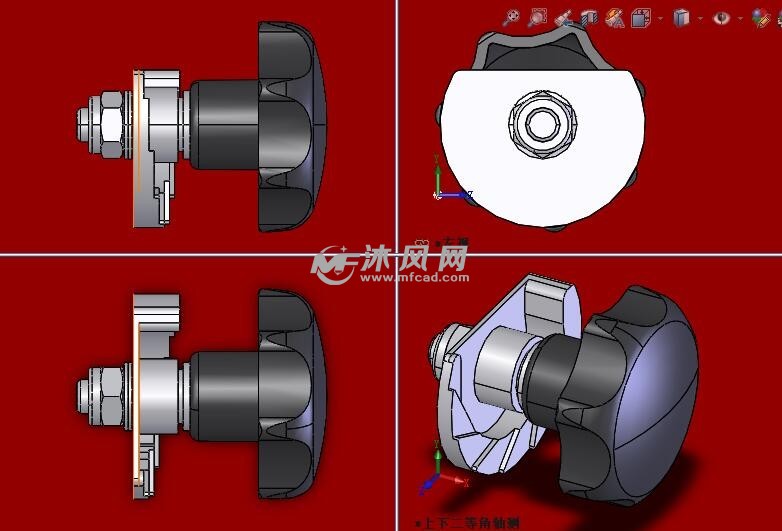 gn 117-sg型门锁-带星形把手操作三视图