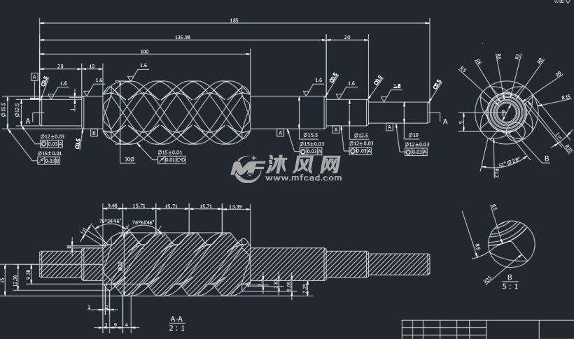 打捆机-蜗杆零件图