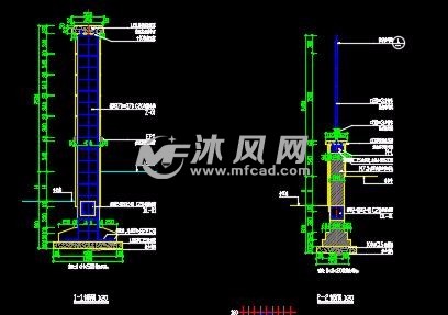 小區圍牆立柱及鐵藝剖面圖