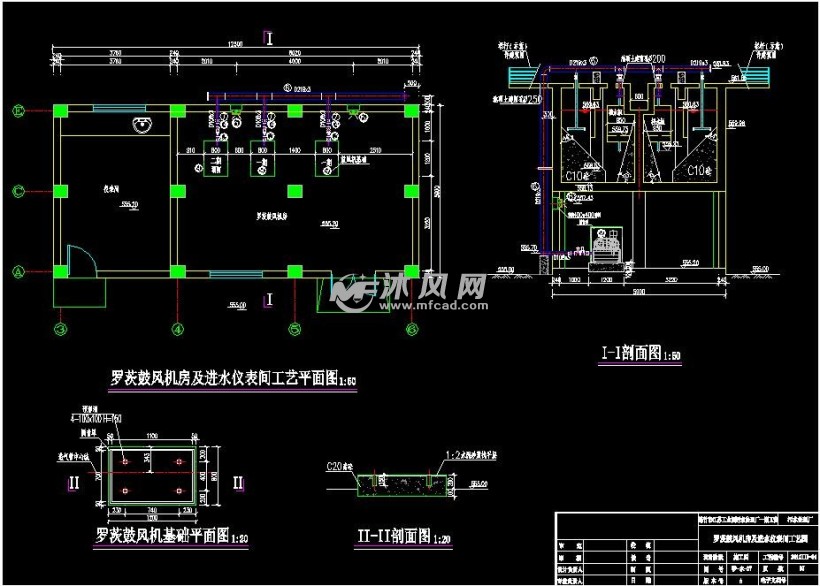 15萬噸汙水廠細格柵曝氣沉砂池圖紙