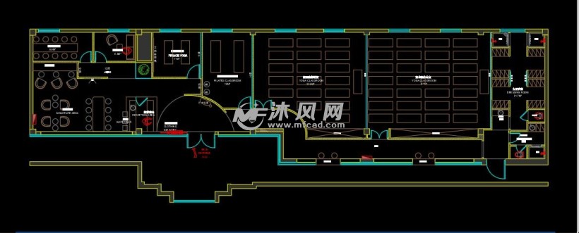 瑜伽館cad裝飾水電施工圖