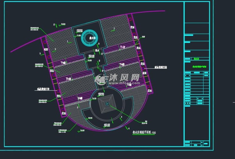 叠水区铺装平面图