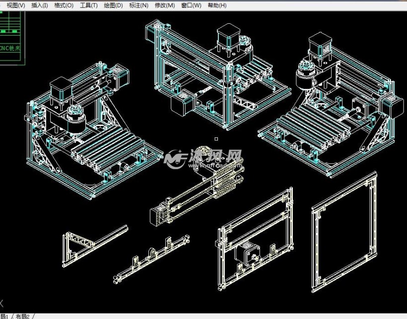 cnc小型xyz轴自动化数控铣床设计图纸 - 机械加工图纸 - 沐风网