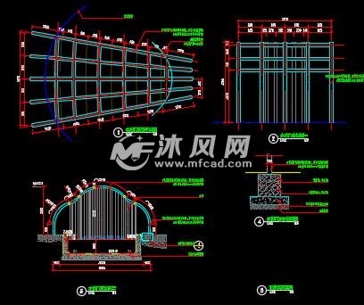 泳池按摩区水帘详图(含结构)- 小品及配套设施施工图图纸 - 沐风网