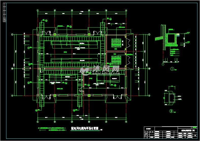 電纜溝平面圖城市汙水廠10kv變配電間施工圖,建築面積約為254.