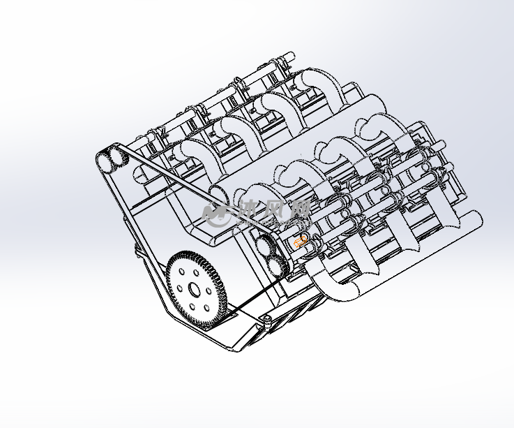 v8发动机设计模型图 