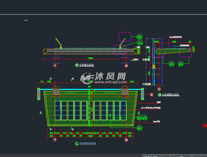 大厦斜拉钢结构雨棚施工图