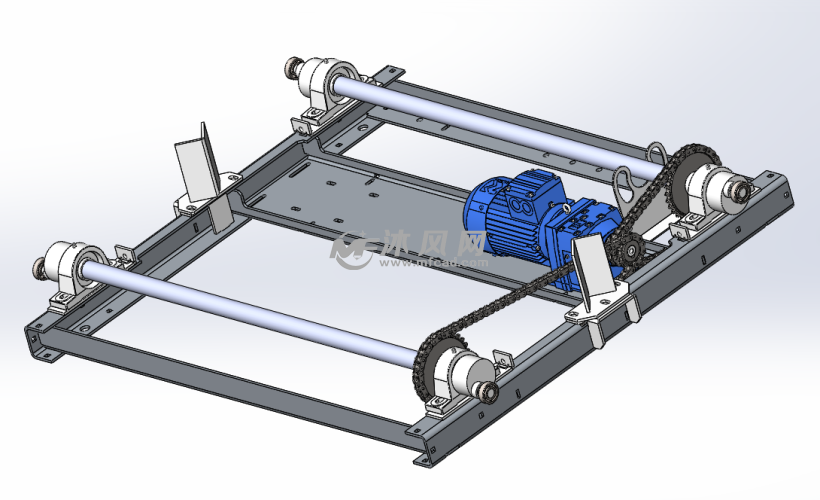 顶升组件采用凸轮轴测顶升,四个角同时顶升.
