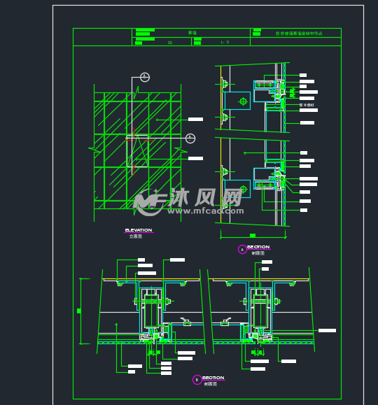 隐框玻璃幕墙与各类幕墙交接节点大样图