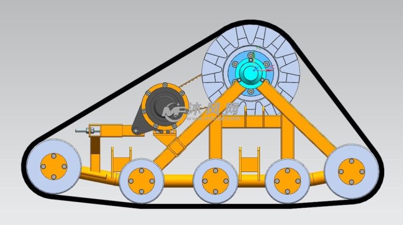 小车由电机和皮带轮驱动,传动结构设计合理,紧凑,三维格式为xt,二维图