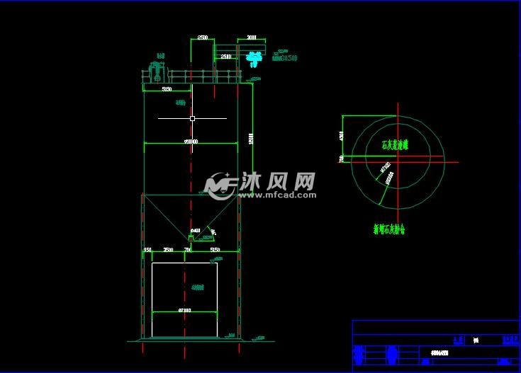 碳钢材质粉末活性炭料仓/粉仓加工图- 环保图纸 - 沐风网