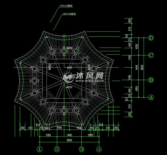 重檐八角亭施工图