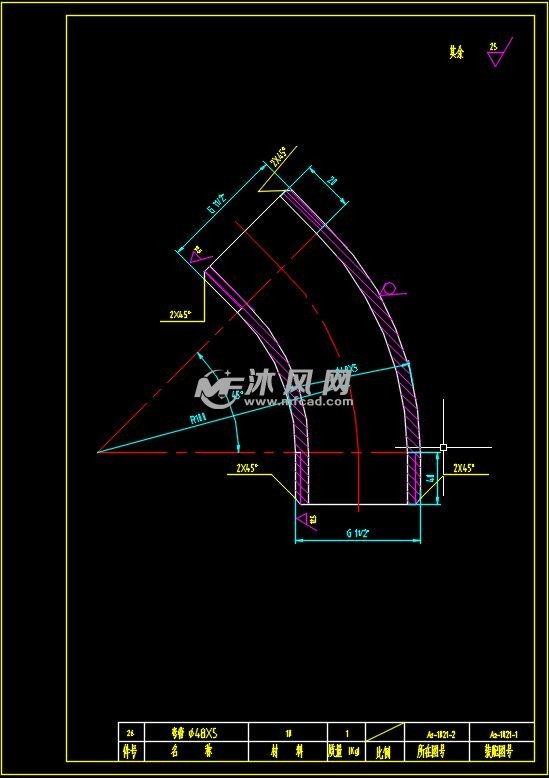 弯管图图纸参数图纸id: 1033574图纸格式:dwg图纸版本:autocad2004