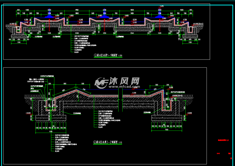 特色现代叠水水景施工图详图