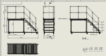 新型工业铝型材取料梯子-建筑模型图纸-沐风网