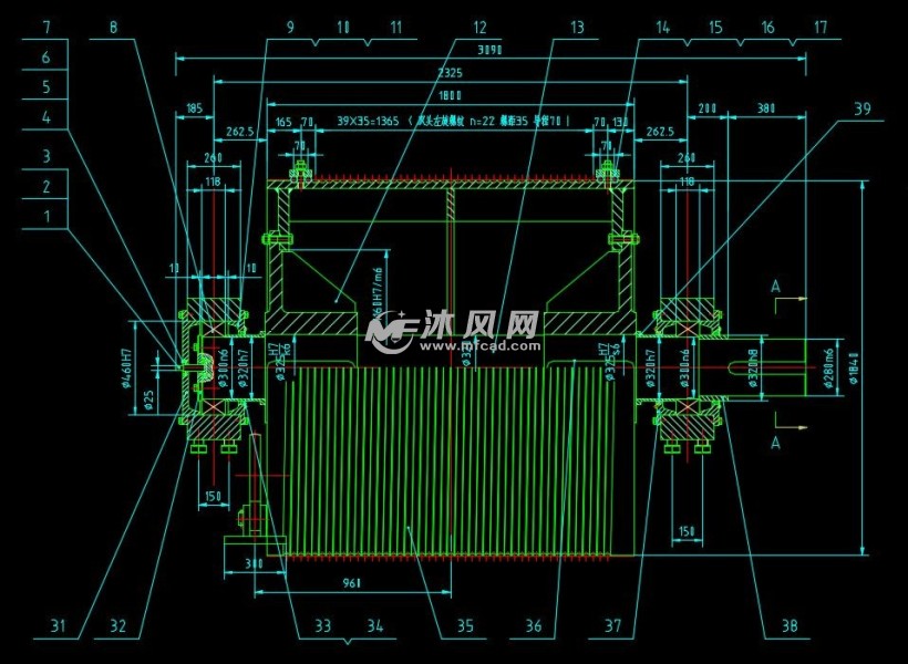 卷筒装配图 - 电子电工图纸 - 沐风网