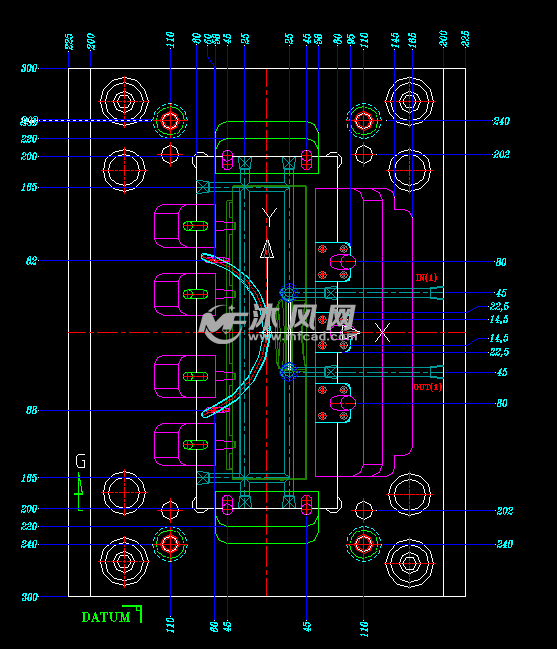 飞行器上盖注塑模具结构图- 注塑模图纸 - 沐风网