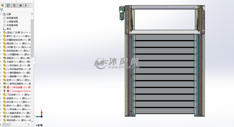 捲簾門軸測圖本圖紙為冷庫用的自動卷閘門,裡面包含詳細的結構部件