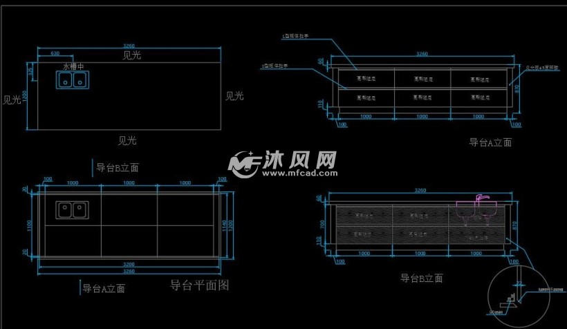 厨房岛台cad解析大样图
