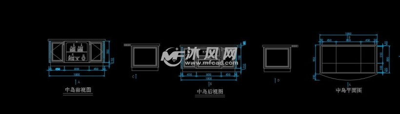 厨房岛台cad解析大样图